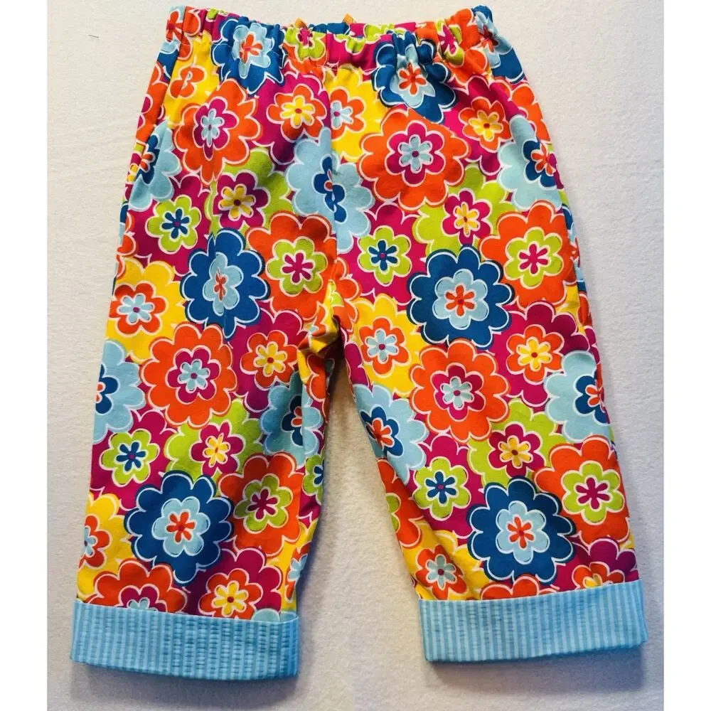 Handmade Vibrant, Flowers, Kids Pants Size 3/4‎